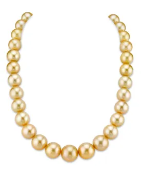 13-15mm Golden South Sea Pearl Necklace - AAAA Quality