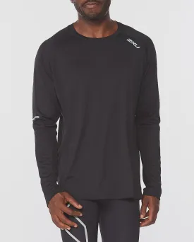 2XU Mens Aero Long Sleeve Tee - Black/Silver Reflective