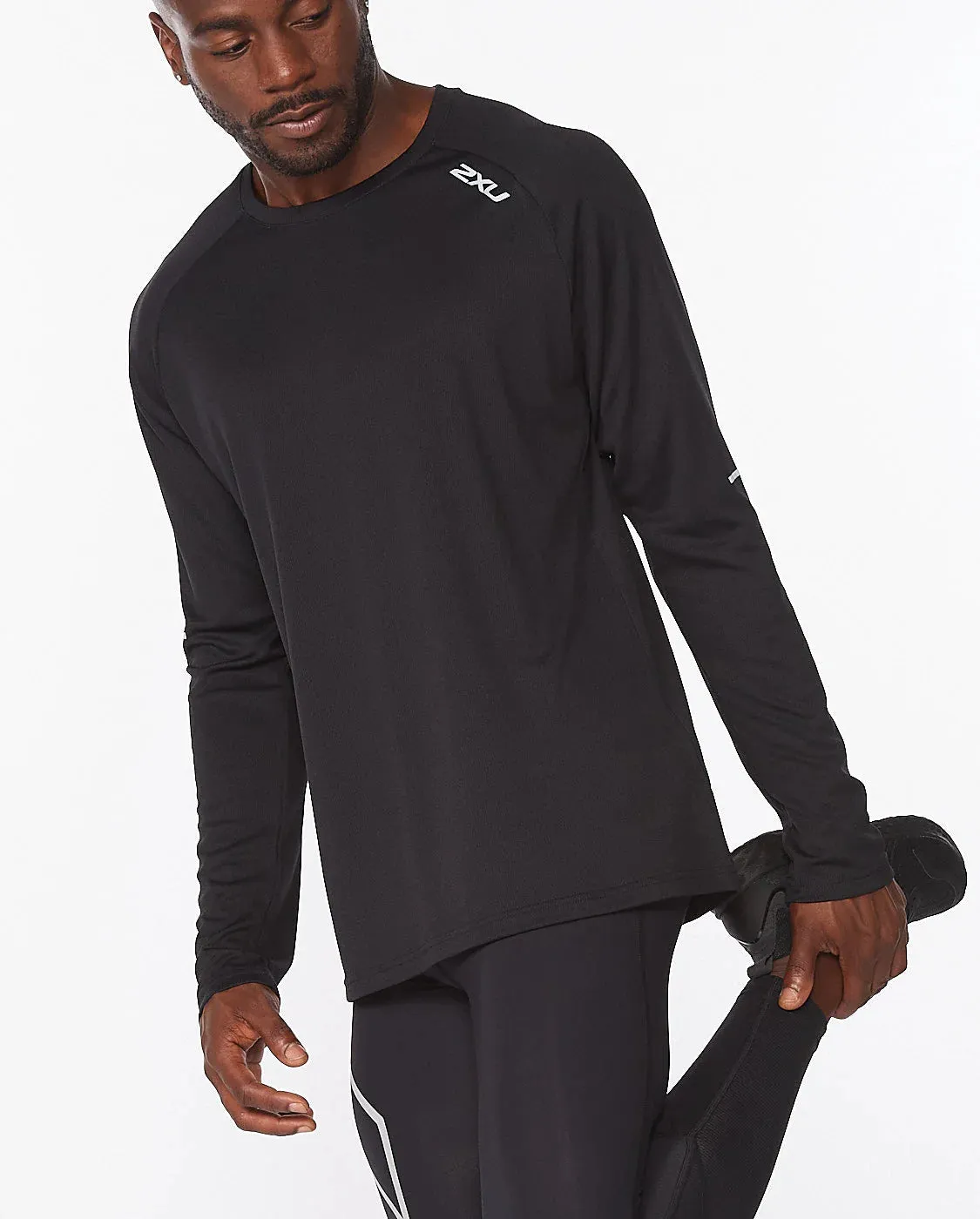 2XU Mens Aero Long Sleeve Tee - Black/Silver Reflective