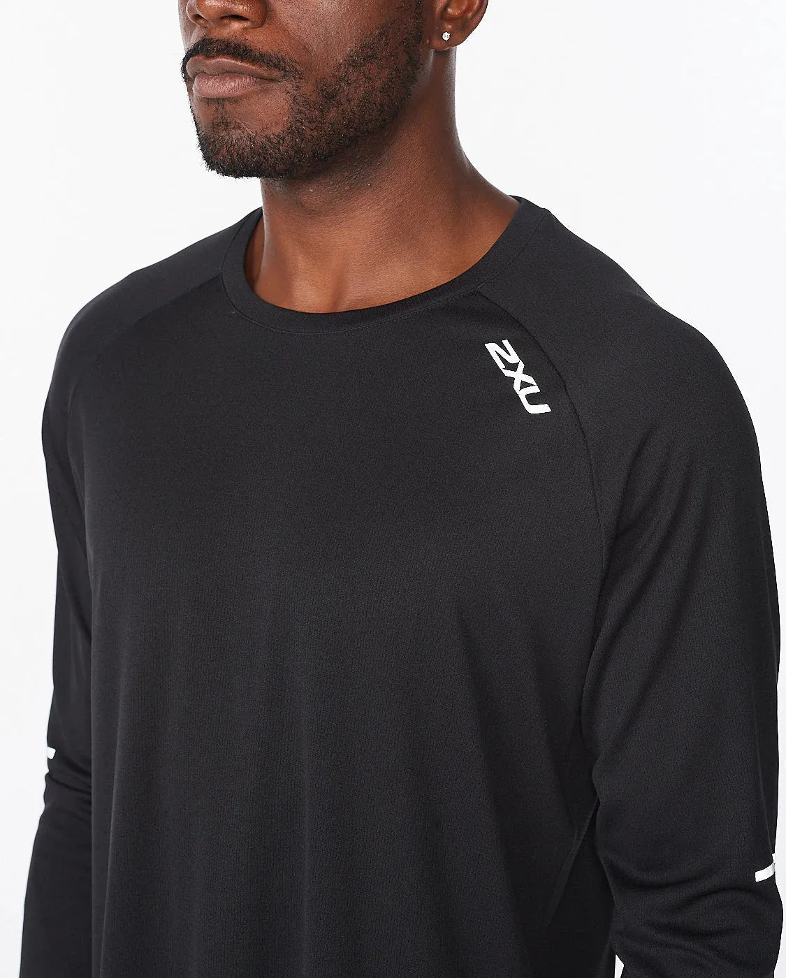 2XU Mens Aero Long Sleeve Tee - Black/Silver Reflective