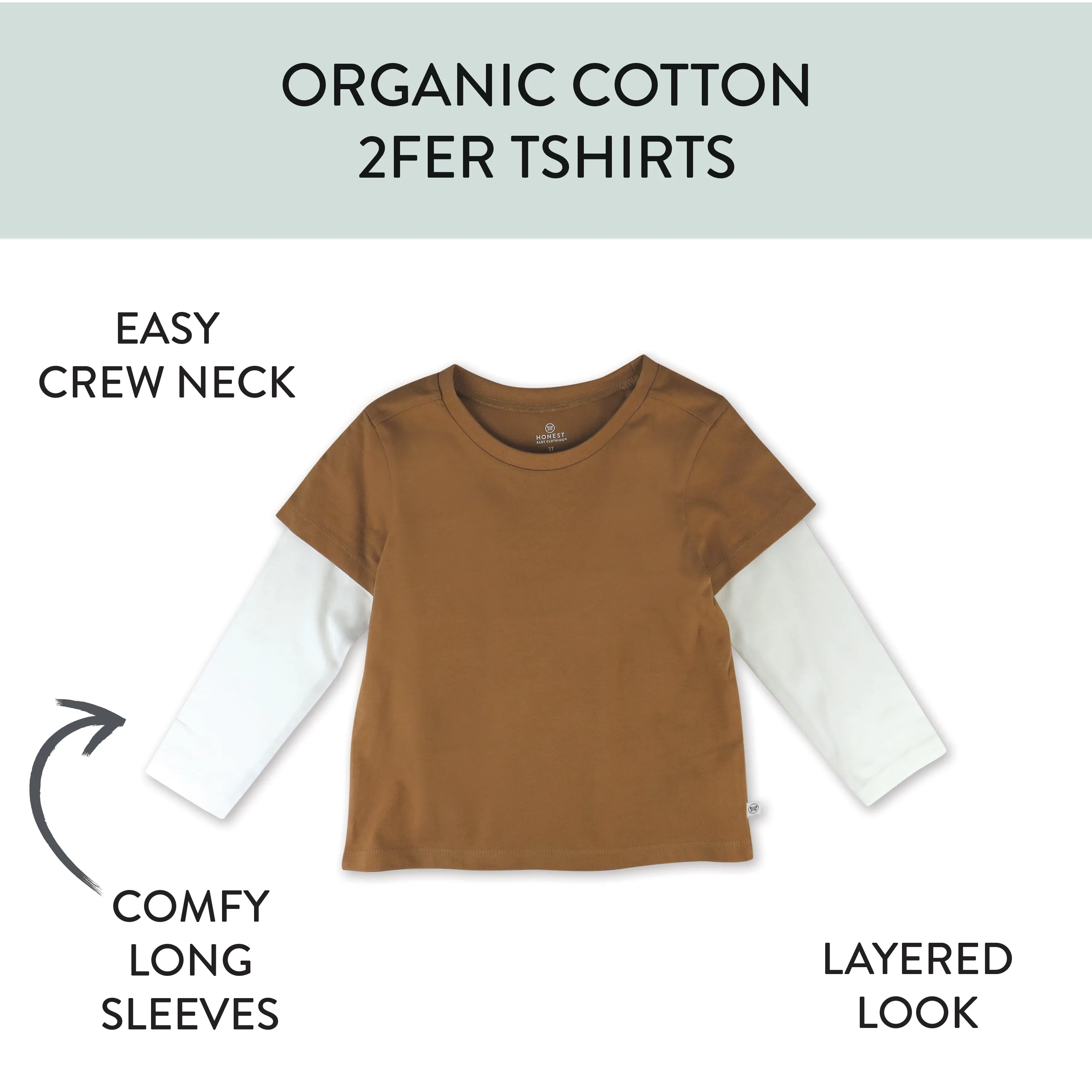 3-Pack Organic Cotton 2fer T-Shirts