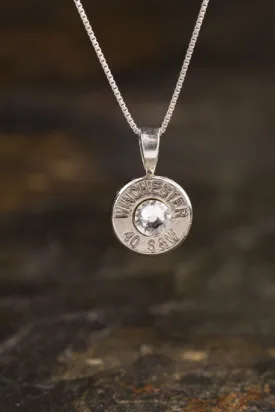 40 Caliber Sterling Silver Bullet Head Necklace