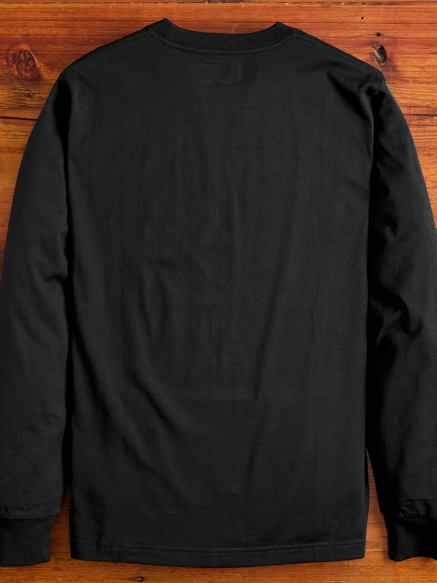 40/2 Long Sleeve Pocket T-Shirt in Black