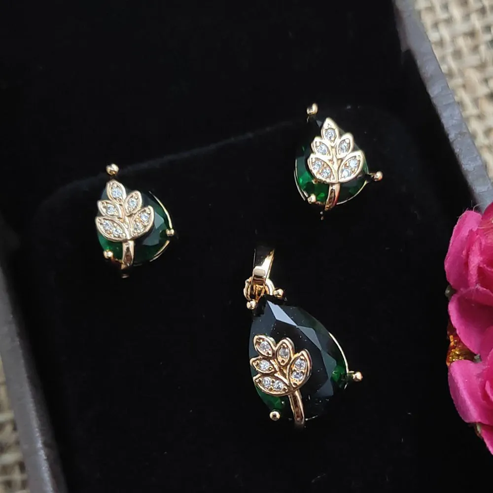 Aamrapali Rose Gold Plated AD Pendant  Set