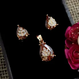 Aamrapali Rose Gold Plated AD Pendant  Set