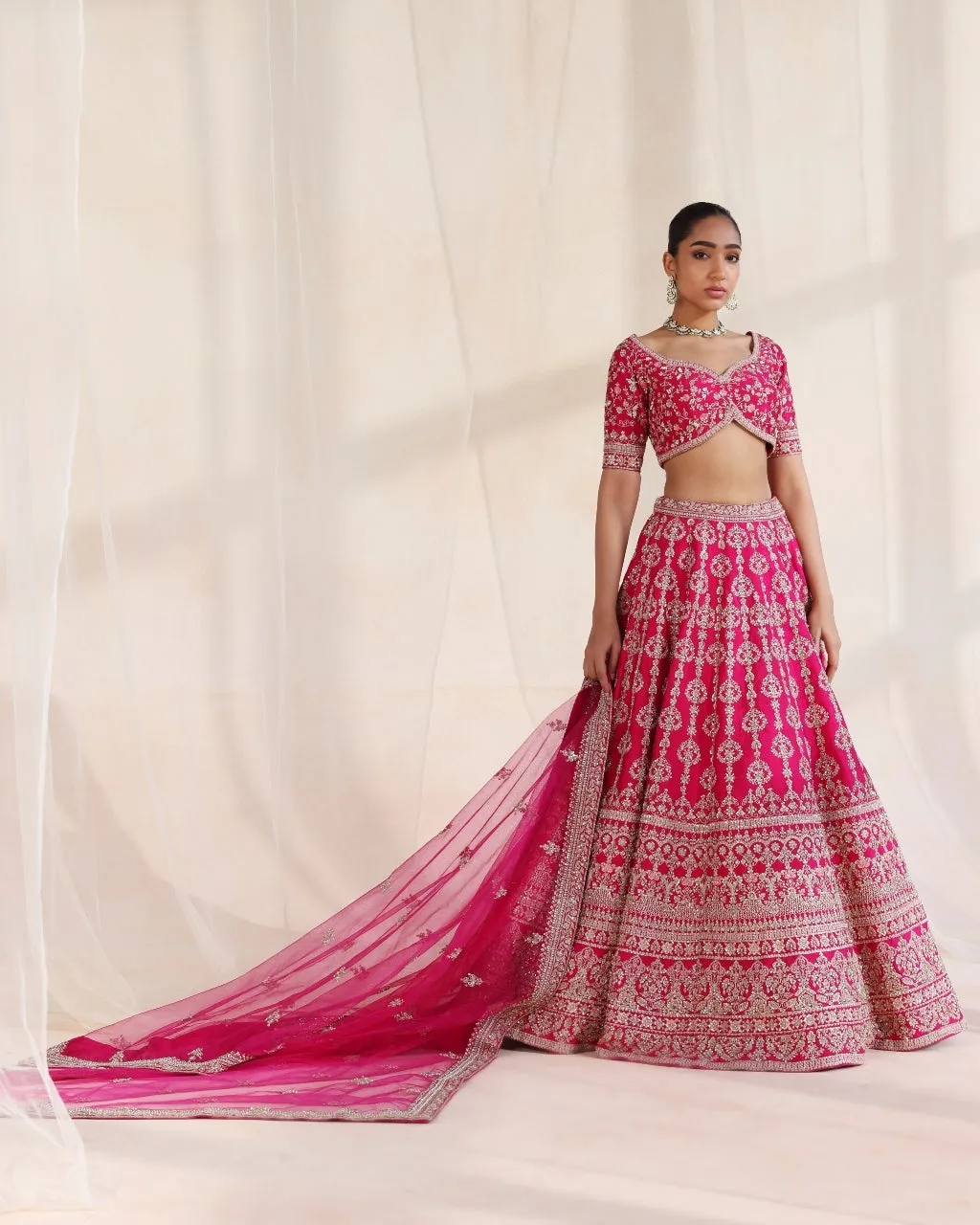 Aarya Fuchsia Embroidered Lehenga Set