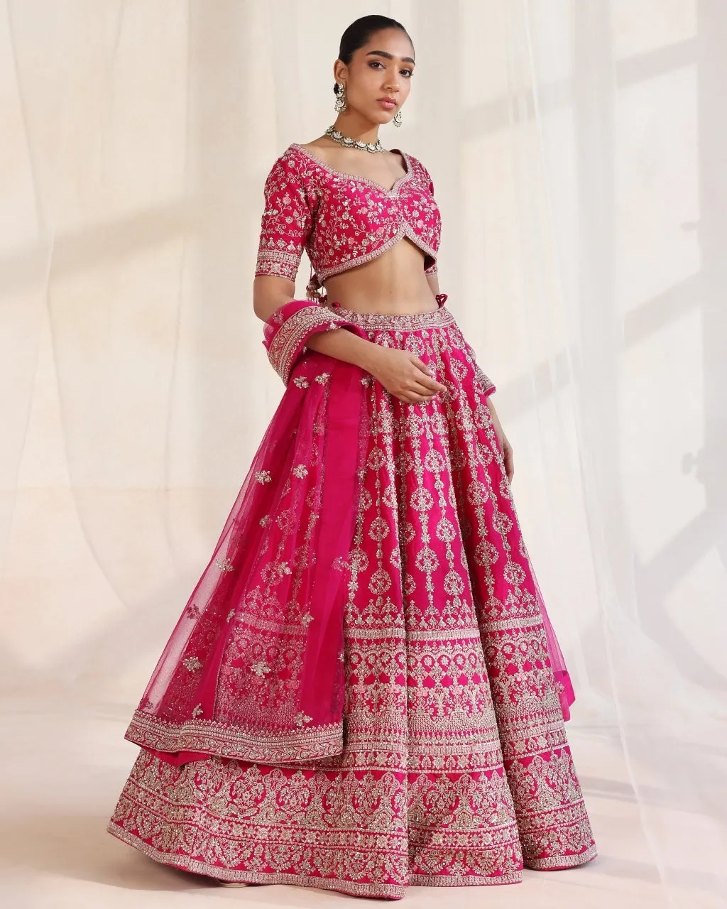 Aarya Fuchsia Embroidered Lehenga Set