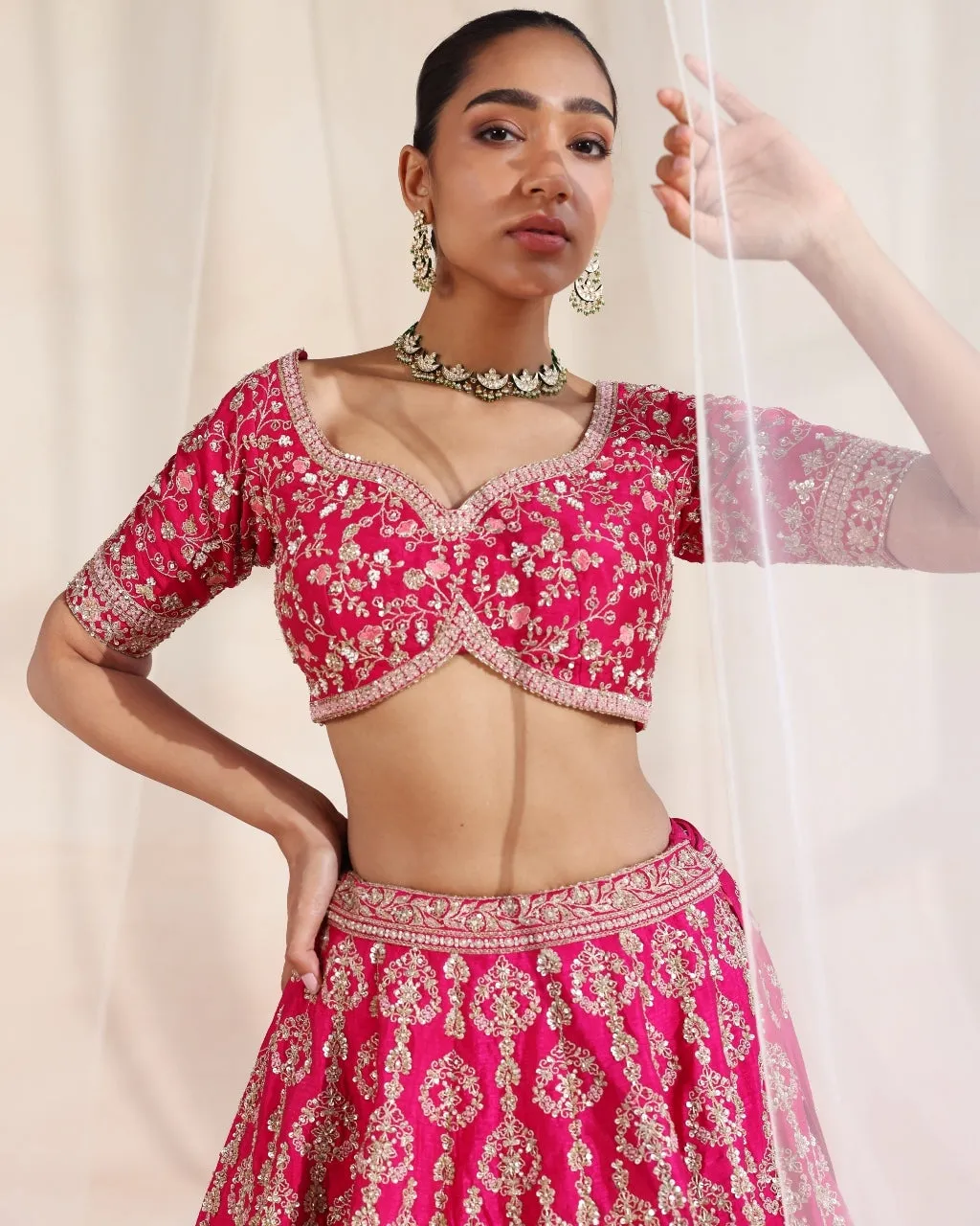 Aarya Fuchsia Embroidered Lehenga Set