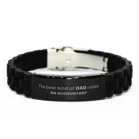 Accountant Dad Gifts, The best kind of DAD, Father's Day Appreciation Birthday Black Glidelock Clasp Bracelet for Accountant, Dad, Father from Son Daughter