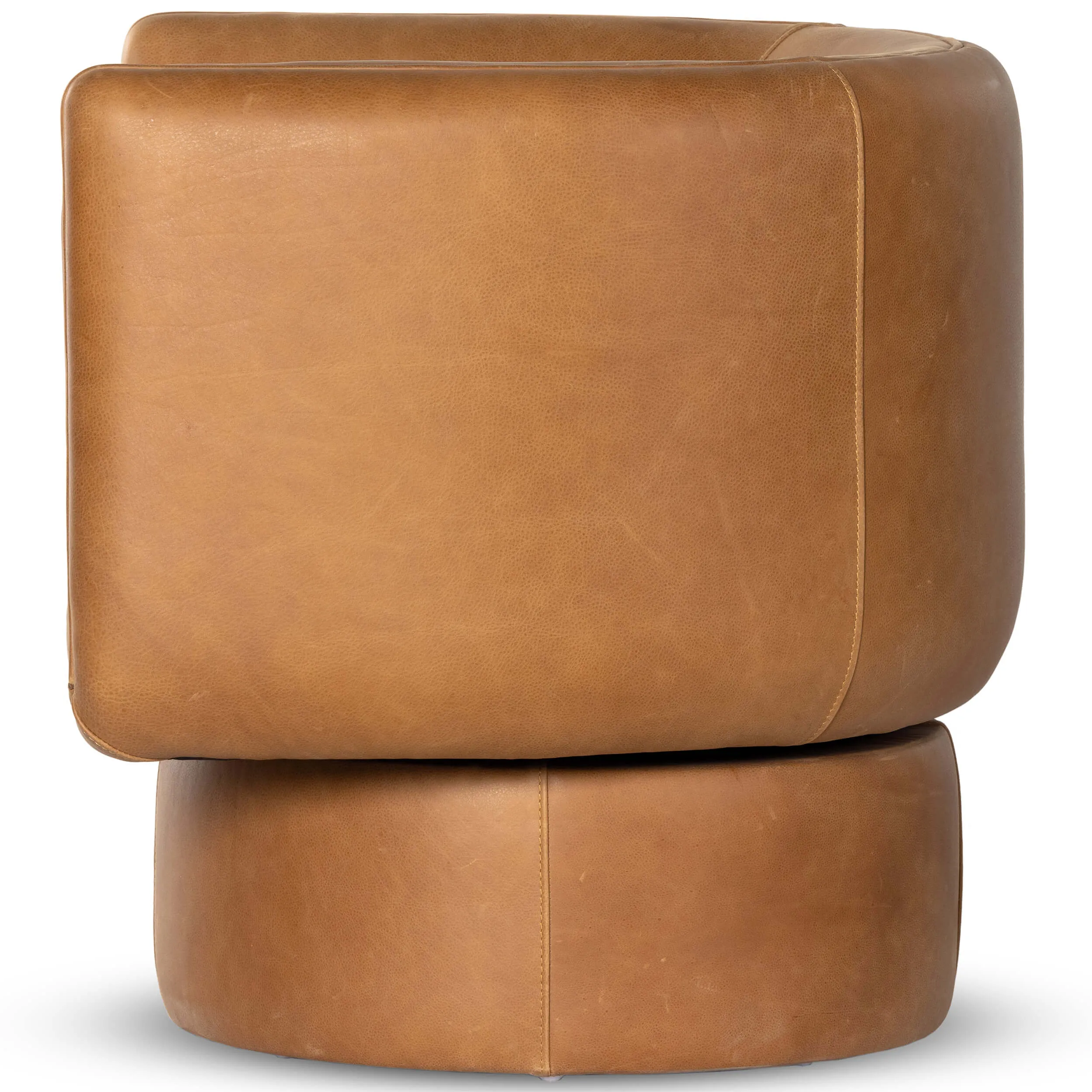 Adriel Leather Swivel Chair, Palermo Cognac