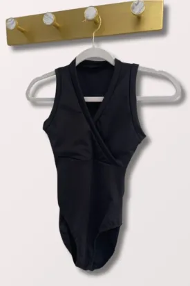 Adult Wrap Front Tank Leotard - Black