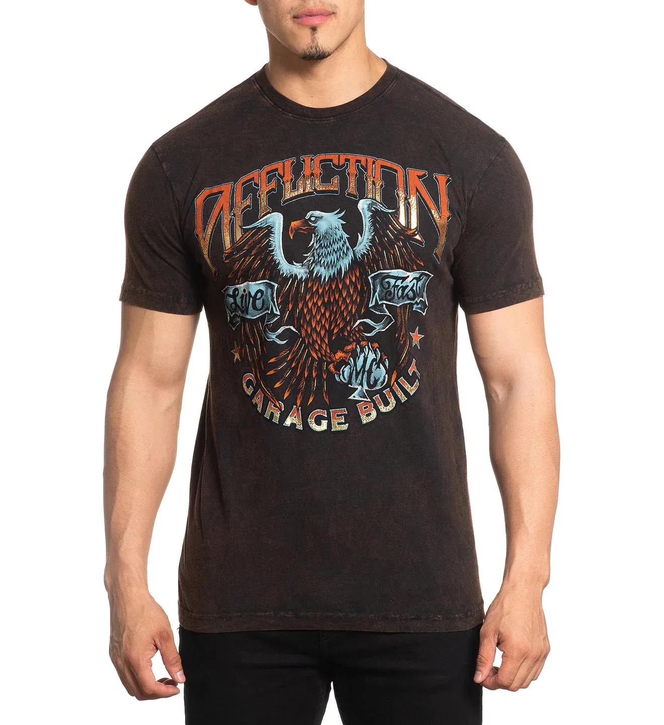 Affliction AC Wind Rider T-Shirt Black/Brown Lava Wash