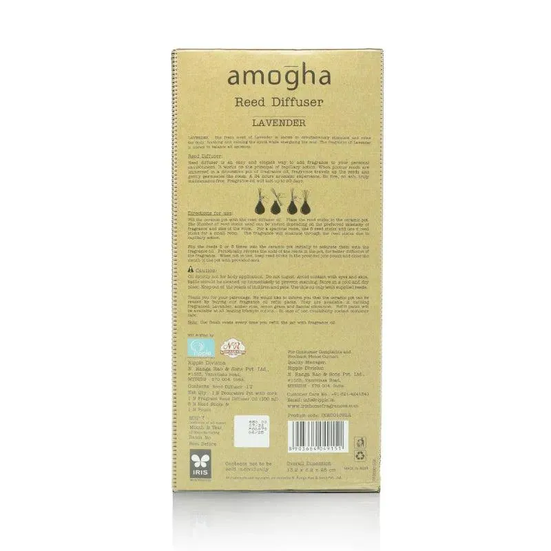 Amogha Reed Diffuser | Diffuser Oil | Multiple Fragrances | 5 x 2 x 11 inches