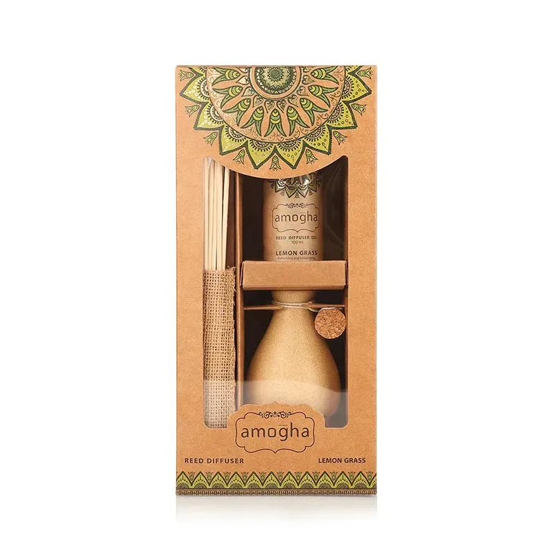 Amogha Reed Diffuser | Diffuser Oil | Multiple Fragrances | 5 x 2 x 11 inches