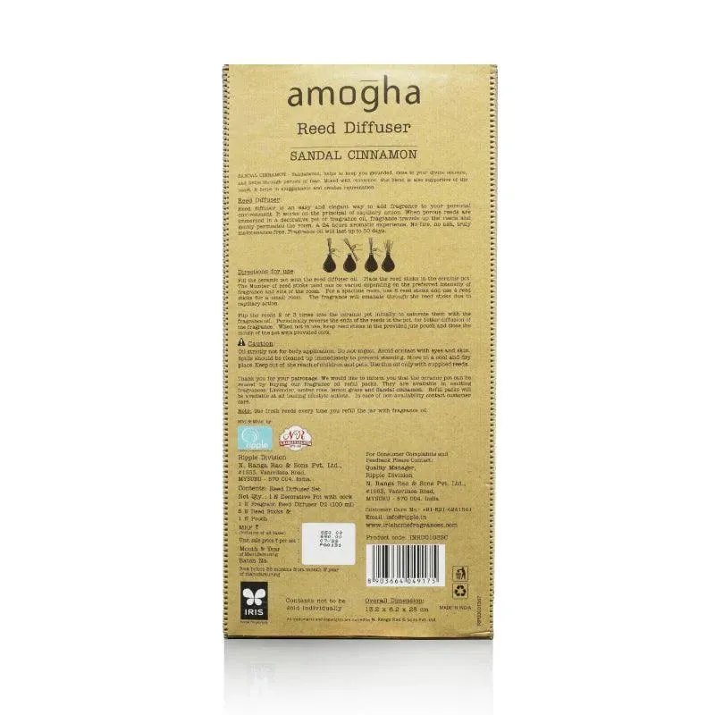 Amogha Reed Diffuser | Diffuser Oil | Multiple Fragrances | 5 x 2 x 11 inches