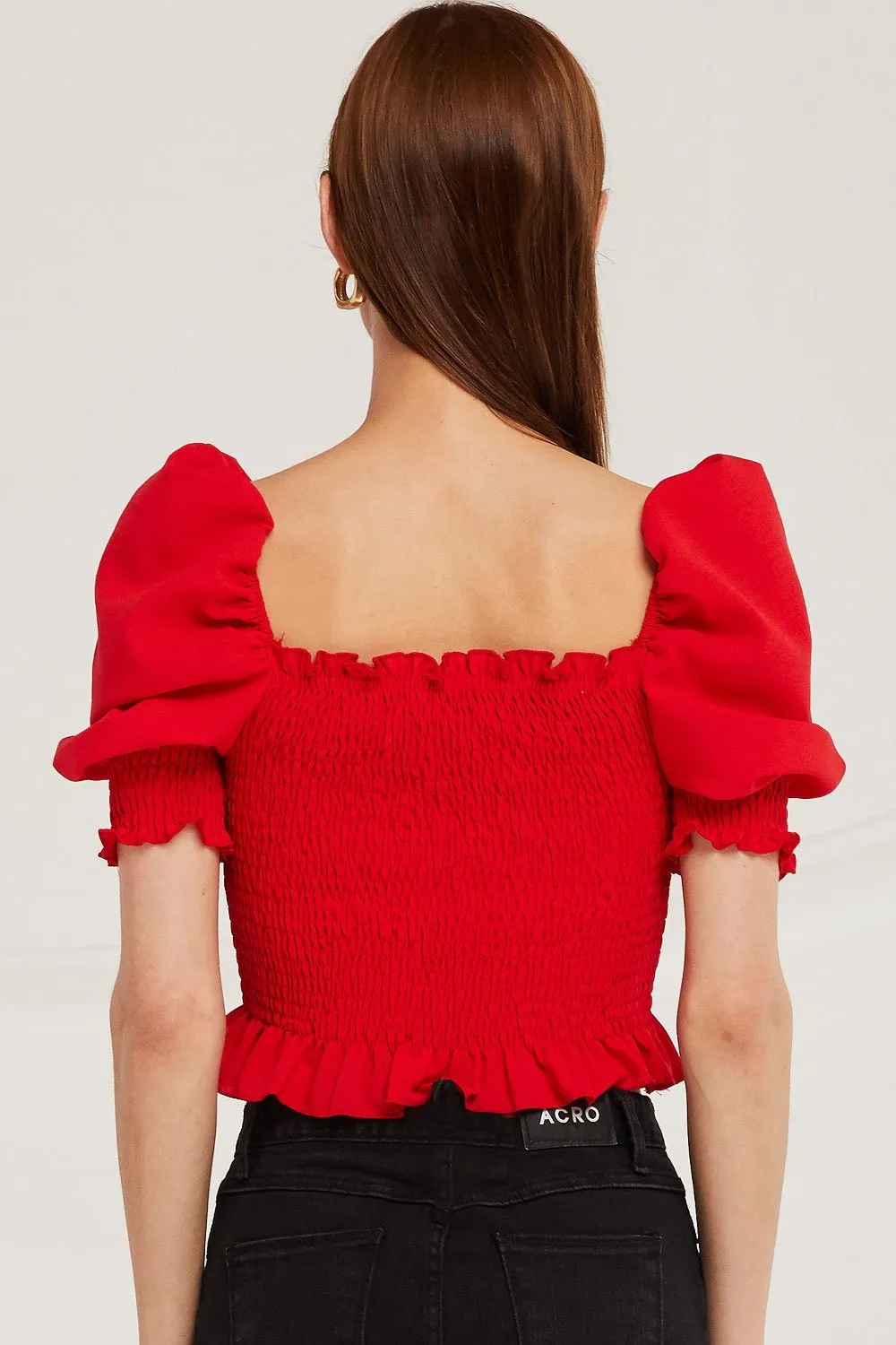 Ariana Off Shoulder Smocked Crop Top