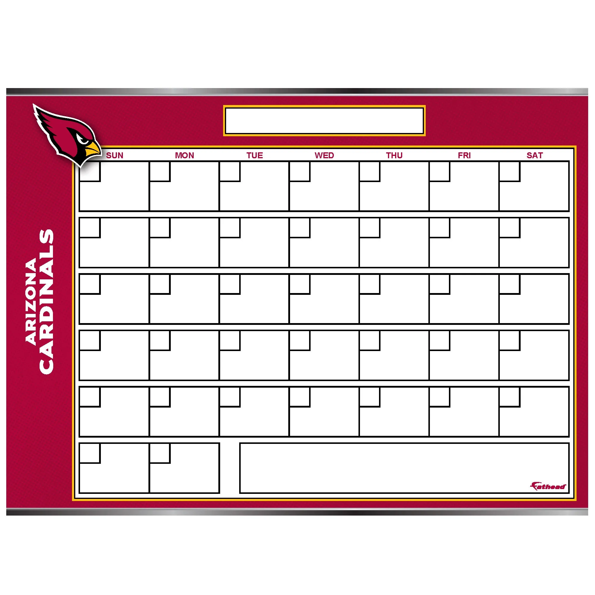 Arizona Cardinals: Dry Erase Calendar - Officially Licensed NFL Removable Adhesive Decal