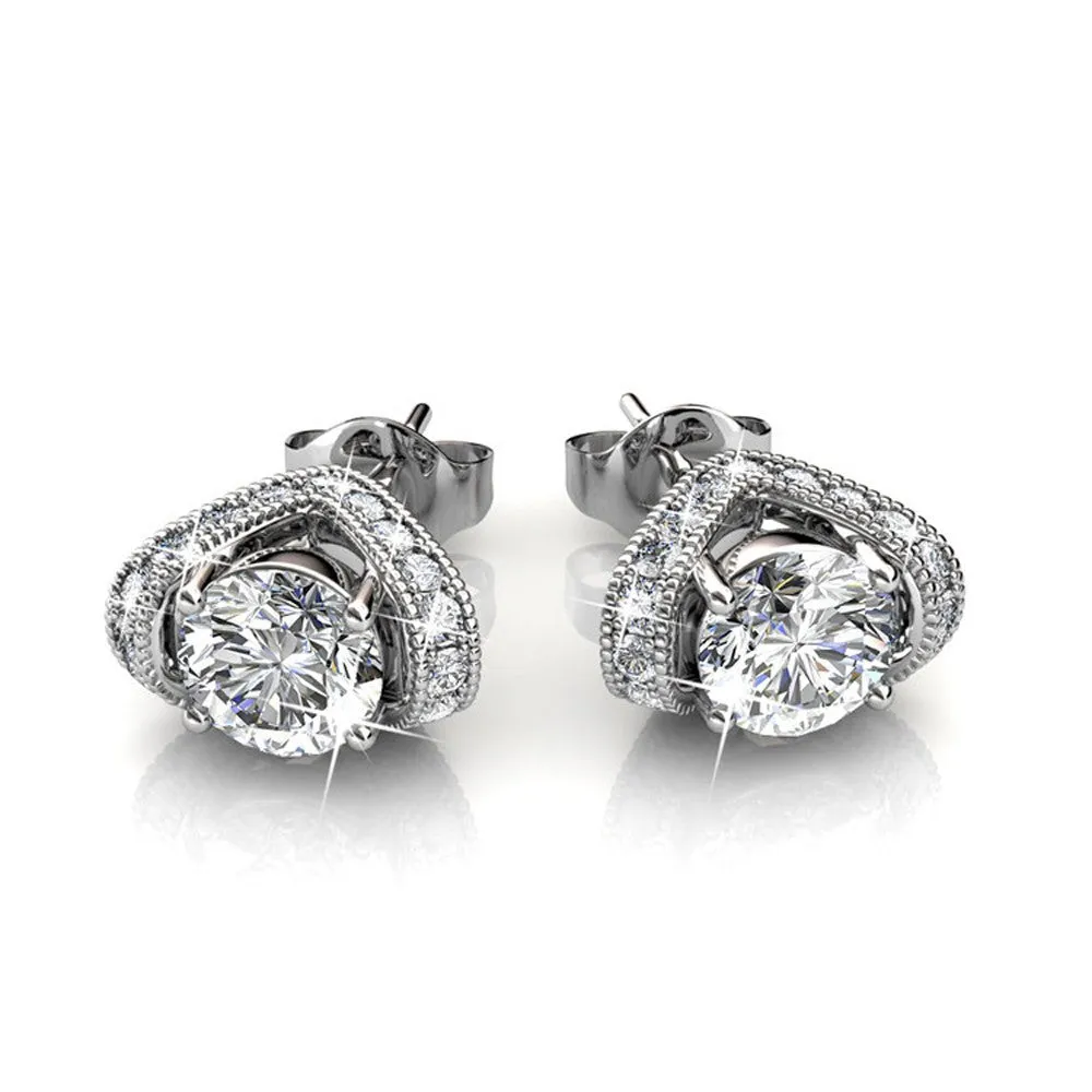 Astrid 18k White Gold Plated Stud Earrings with Simulated Diamond Crystals