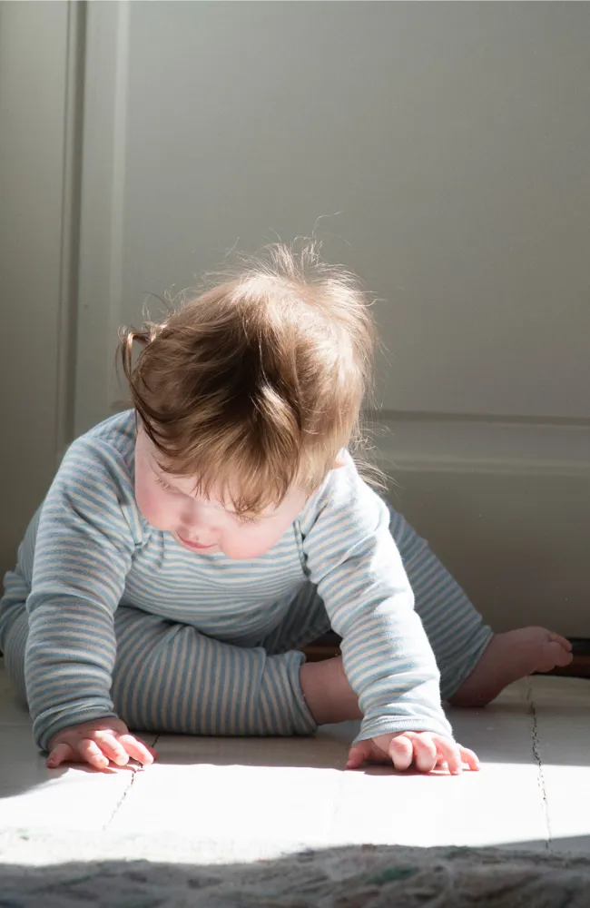 Baby Leggings Stripe - Aqua / Offwhite