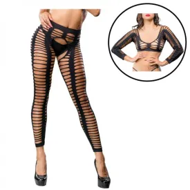 Black Mesh Crotchless Legging