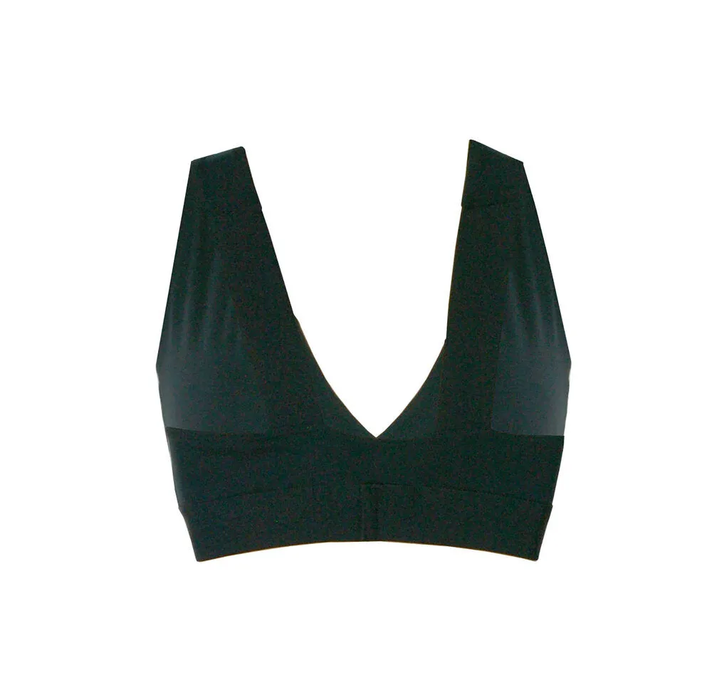 Black organic bamboo cross over bra