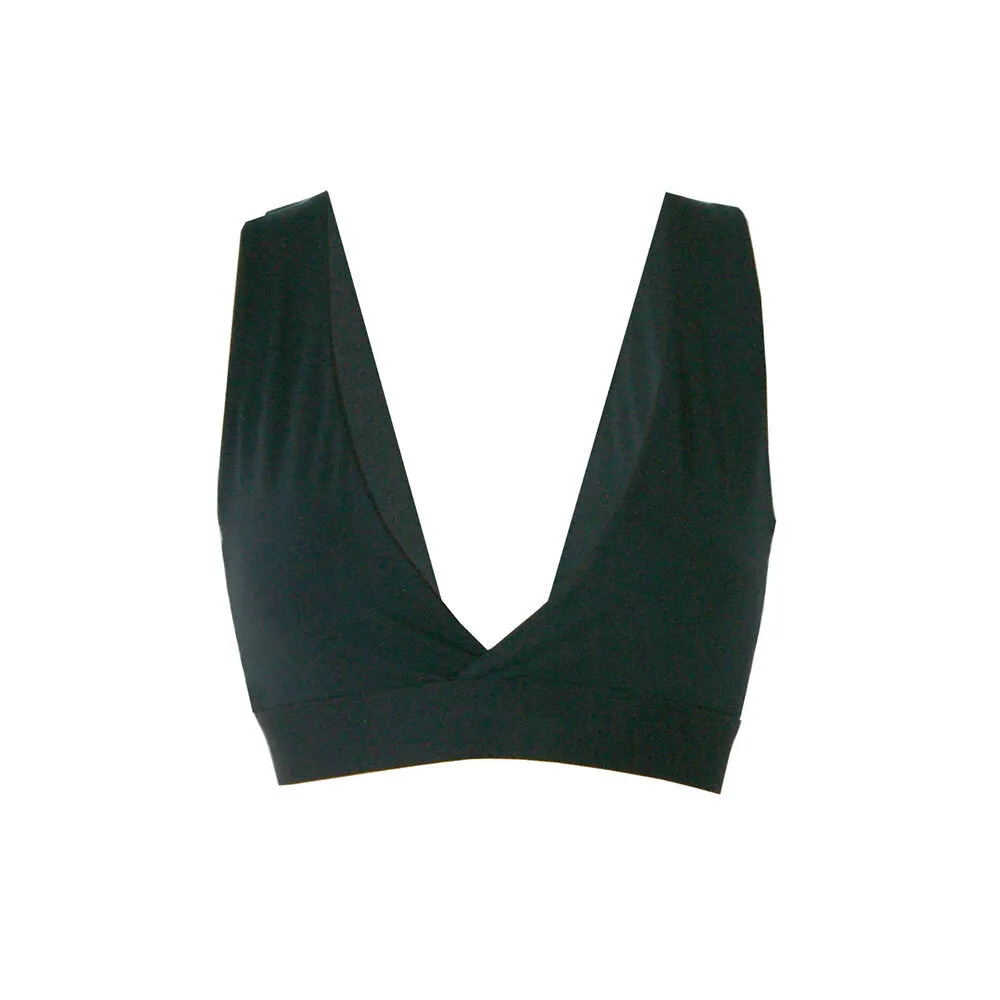 Black organic bamboo cross over bra