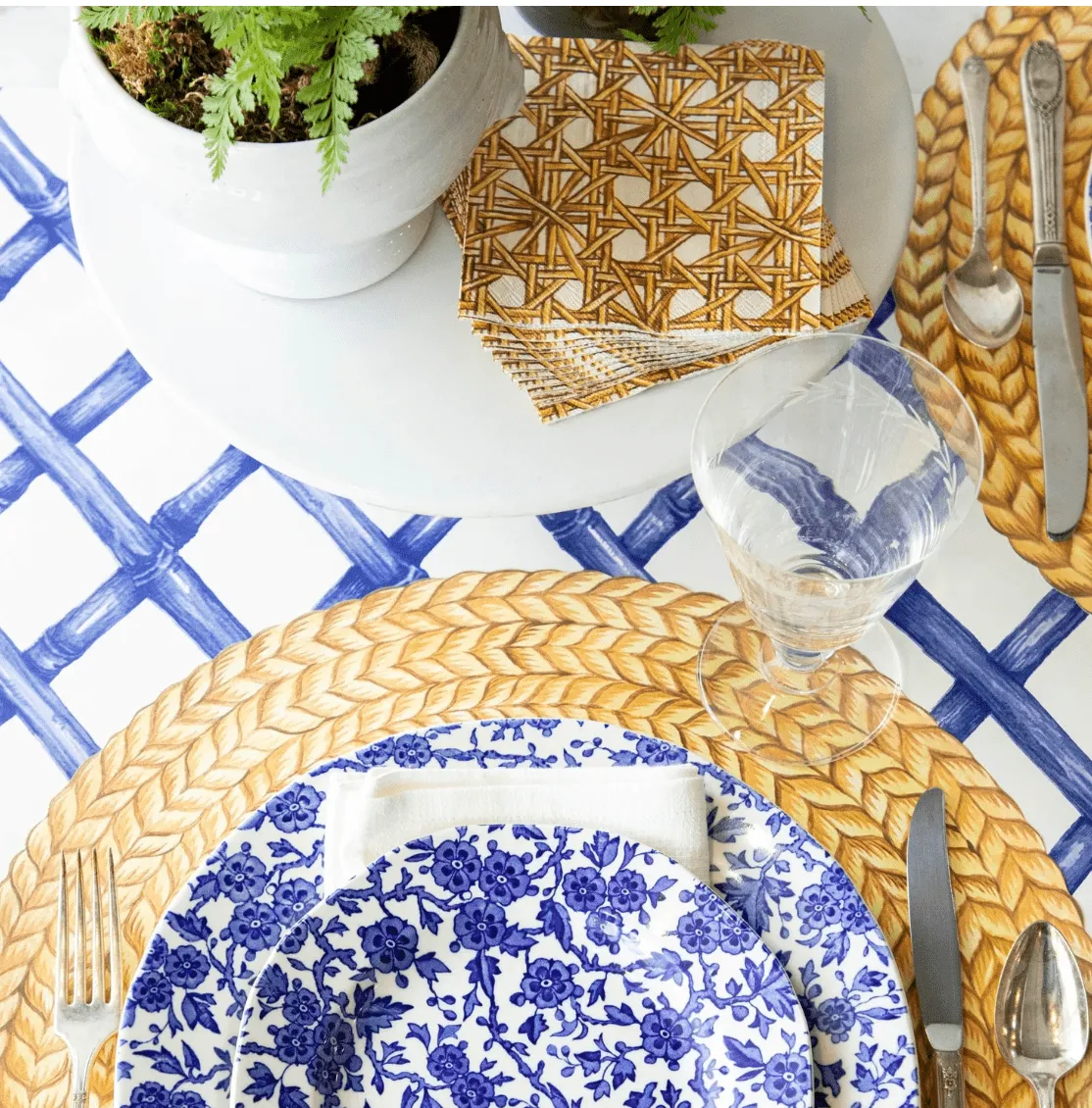 Blue Lattice Table Runner