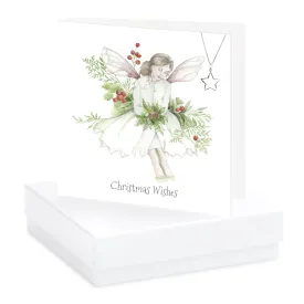 Boxed Christmas Green Holly Fairy Necklace Card