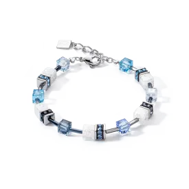 Coeur De Lion GeoCUBE® Iconic Nature Blue White Crystal Bracelet