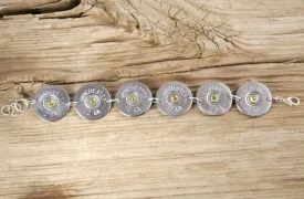 Custom Winchester 12 Gauge Shotgun Shell Nickel Bullet Tennis Bracelet with Swarovski Crystals