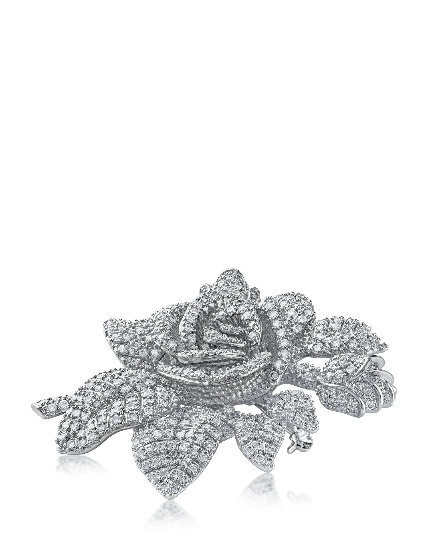 CZ Pave Rose Brooch