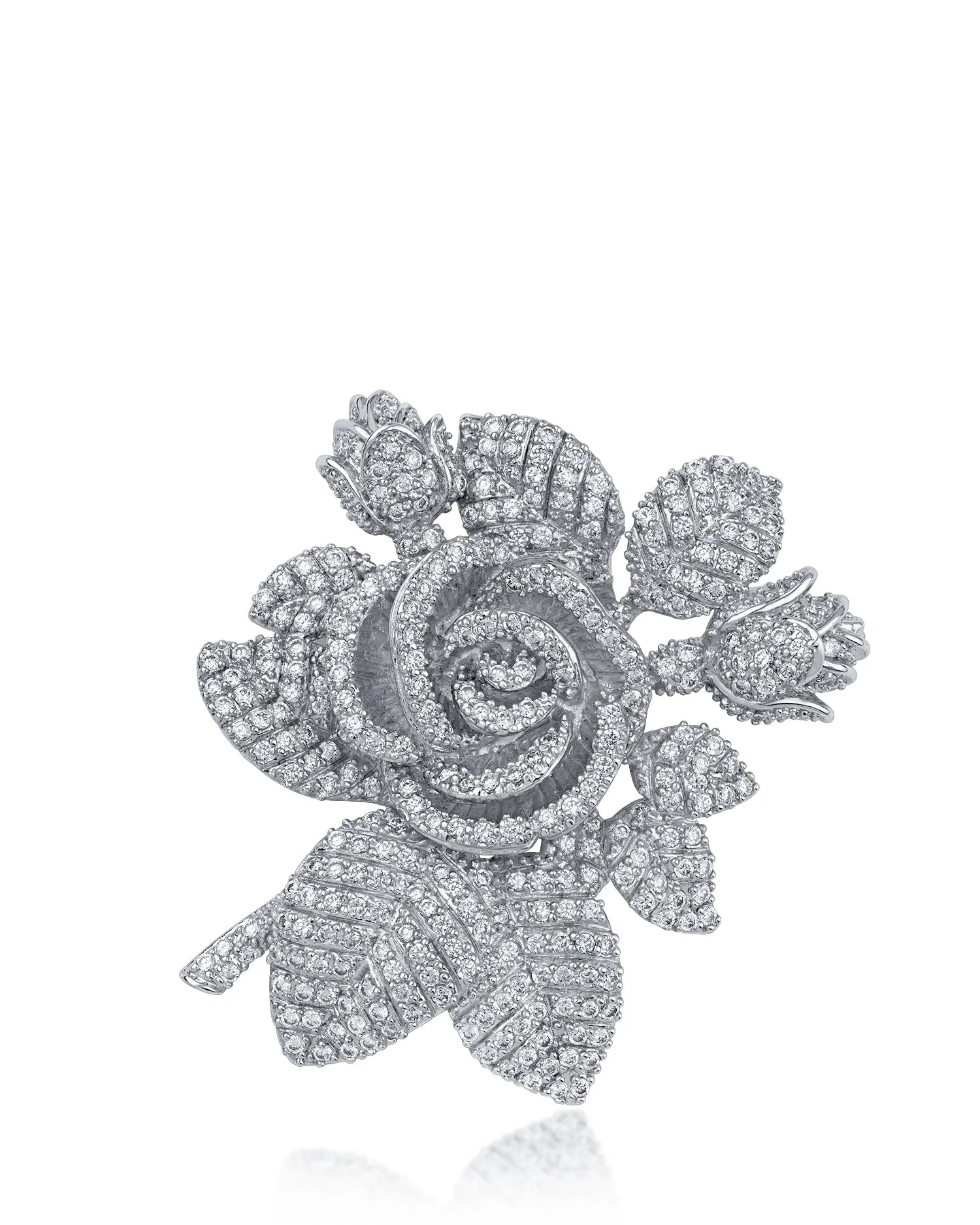 CZ Pave Rose Brooch