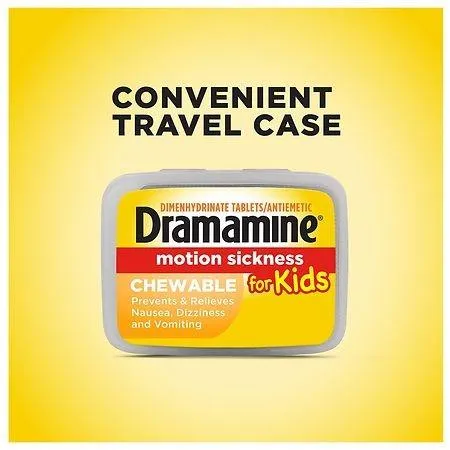 Dramamine Motion Sickness Relief for Kids, Grape Flavor - 8 ct.