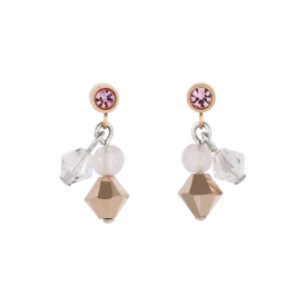 Earrings Crystals & rose quartz light rose