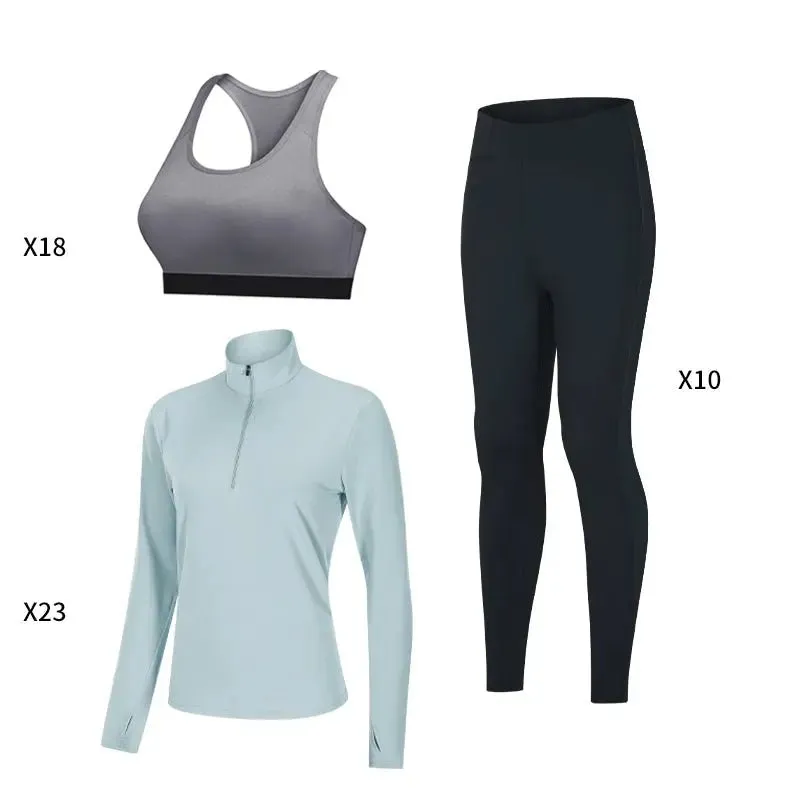 Fitness wear for women gym and workout clothing breathable sport tops yoga Bra and leggings 3 pieces set