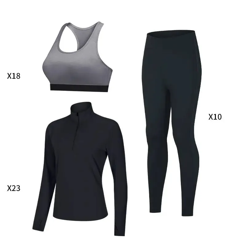 Fitness wear for women gym and workout clothing breathable sport tops yoga Bra and leggings 3 pieces set