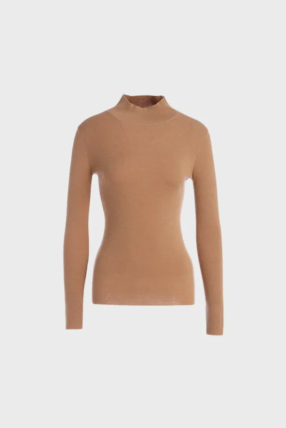 Fitted Mock-Neck Sweater (White Worsted Cashmere Staple)