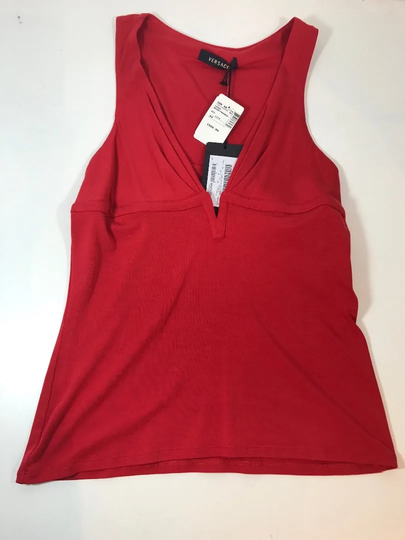 GIANNI VERSACE Red V- Neck Tank Top Size 44