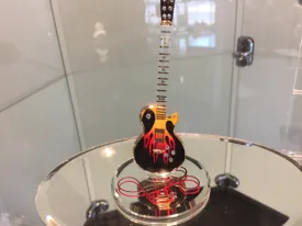 Guitar Heat Glass Figurine With Swarovski Crystals