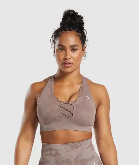 Gymshark Adapt Camo Seamless Sports Bra- Mocha Mauve/Stone Pink