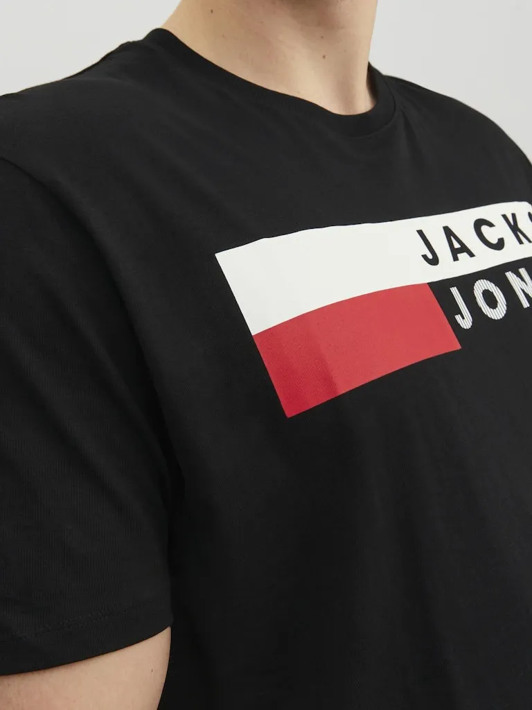 Jack & Jones Corp Play Logo Black Tee Black