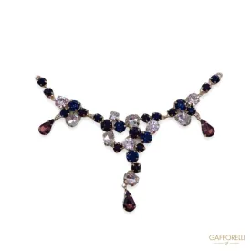 Jewel Neckline in Metal with Swarovski Crystal, Blue and Purple A383 - Gafforelli Srl