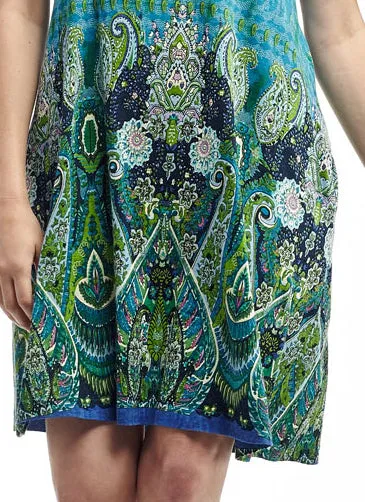 La Cera Novelty Paisley Print Short Sleeve Dress