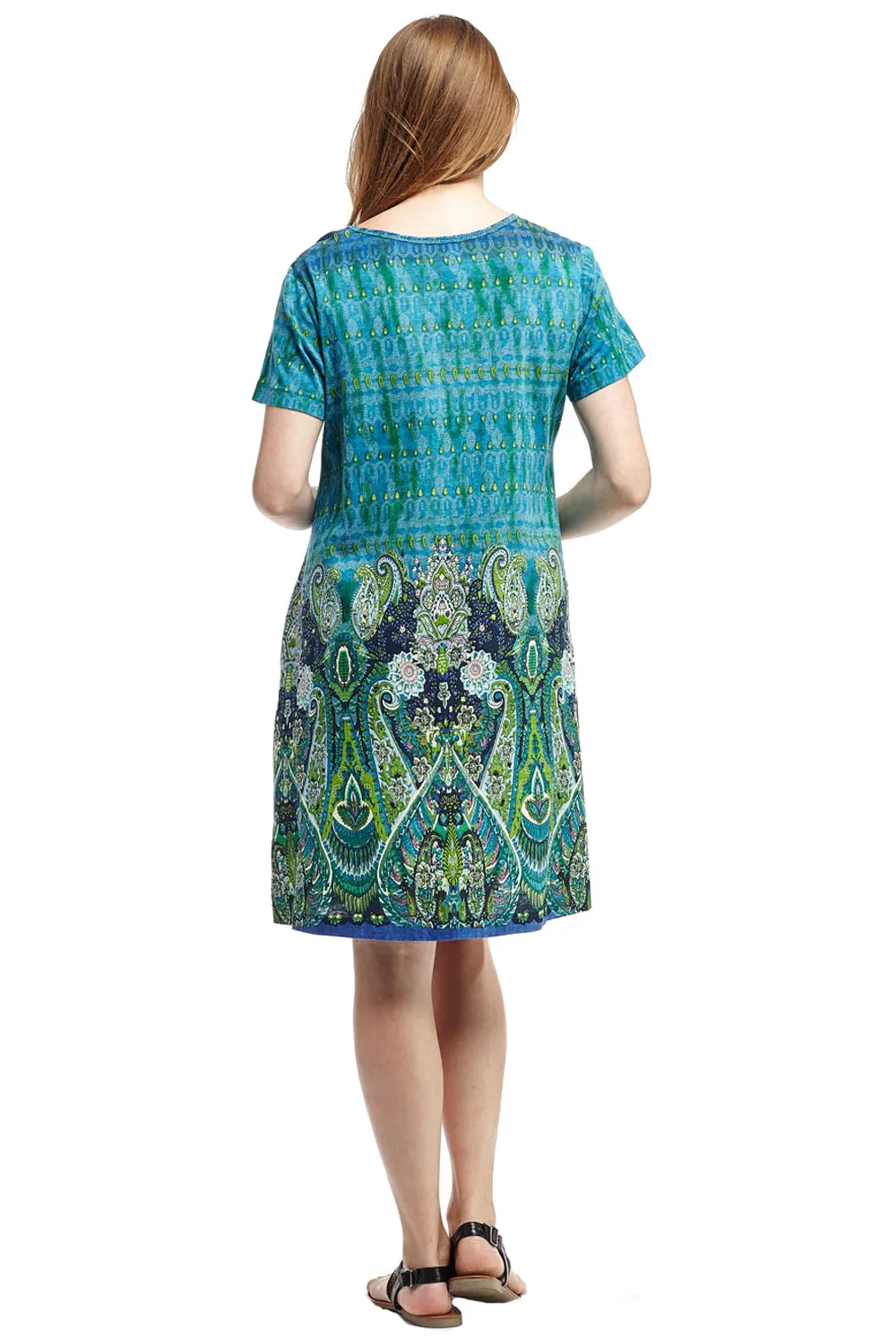 La Cera Novelty Paisley Print Short Sleeve Dress