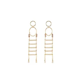 Ladder Pendant Earrings - PINK/HONEY/ROSE GOLD