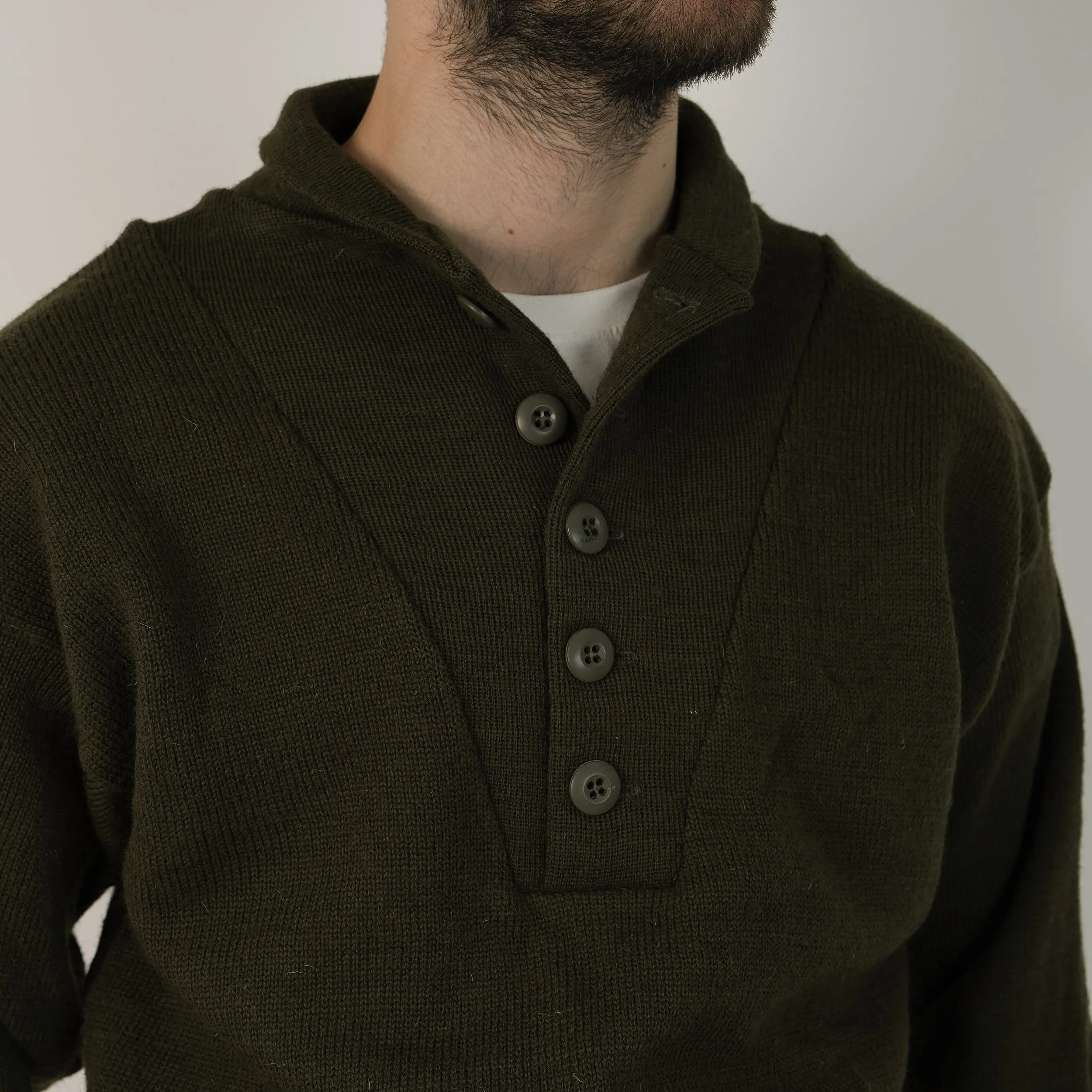 MADE IN USA TRUCKER SWEATER - OLIVE