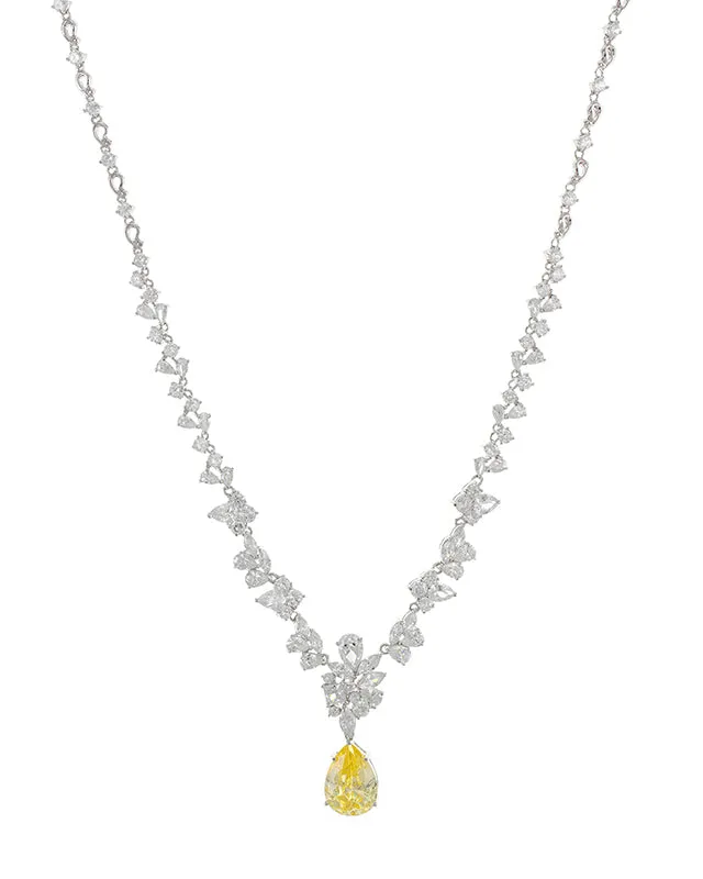 Multi Shape CZ Necklace with Canary CZ