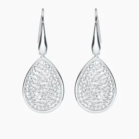 Pave Swarovski Crystal Teardrop Earrings (Silver)