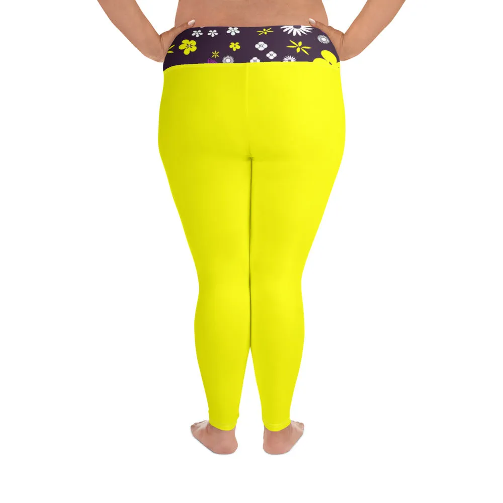 Plus Size Leggings Flowers Purple