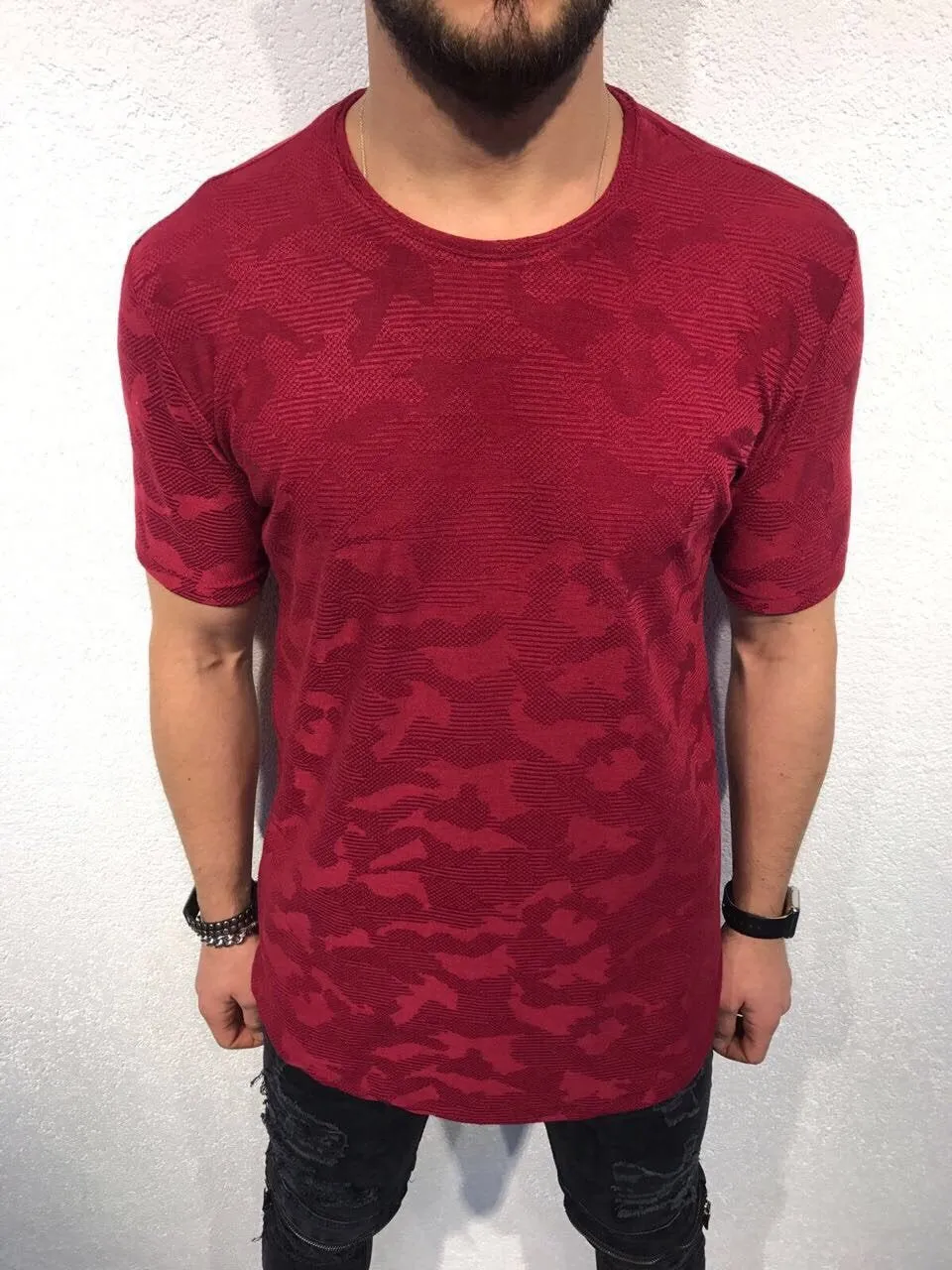 Red Pattern Oversize T-Shirt B31 Streetwear T-Shirts